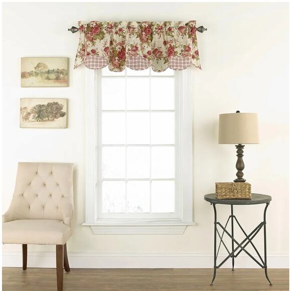 Waverly Norfolk Modern Farmhouse Floral Rod Pocket Valance Windows 60" x 16" - Picture 1 of 8